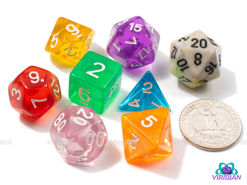 Translucent Rainbow | Translucent Multi-Color Polyhedral Set | Acrylic Dice Set (7)