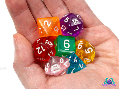 Translucent Rainbow | Translucent Multi-Color Polyhedral Set | Acrylic Dice Set (7)