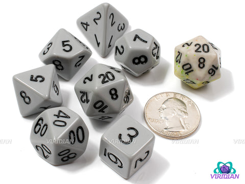 Just Gray | Basic Opaque Gray w Black Ink | Acrylic Dice Set (7)