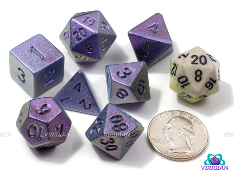 Purple-Blue Electroplate (Color Shift) | Shiny Lightweight Purple and Blue Color Shift Metallic Look | Acrylic Dice Set (7)