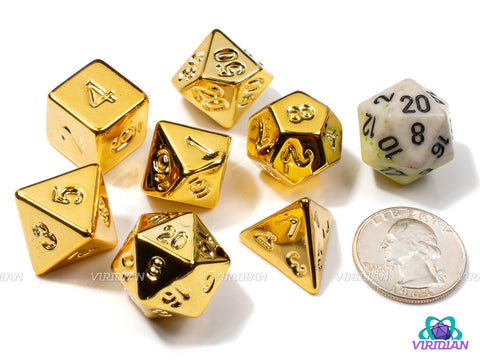 Gold Electroplate | Shiny Lightweight Yellow-Gold Metallic Look | Acrylic Dice Set (7)