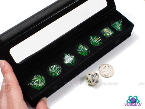 Ranger (Deep Green) | Holographic Foil, Yellow Sharp-Edged, Translucent, Range Themed | Resin Dice Set (7)