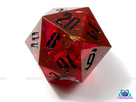 Fatality (D20) | Sharp Edged, Deep Blood Red, Gold Holographic Film, 33mm | Large Resin Die (1)