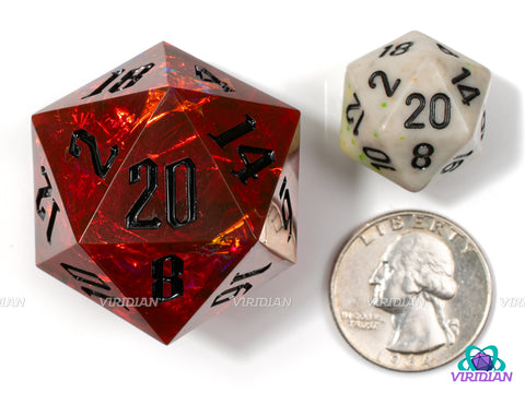 Fatality (D20) | Sharp Edged, Deep Blood Red, Gold Holographic Film, 33mm | Large Resin Die (1)