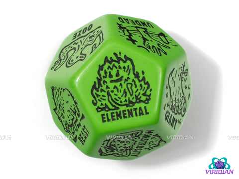 Monster Generator Die | D&D Random Encounter Creation Dice, Enemies/Monster/Creature Types, 30mm | Acrylic Giant D12 (1)