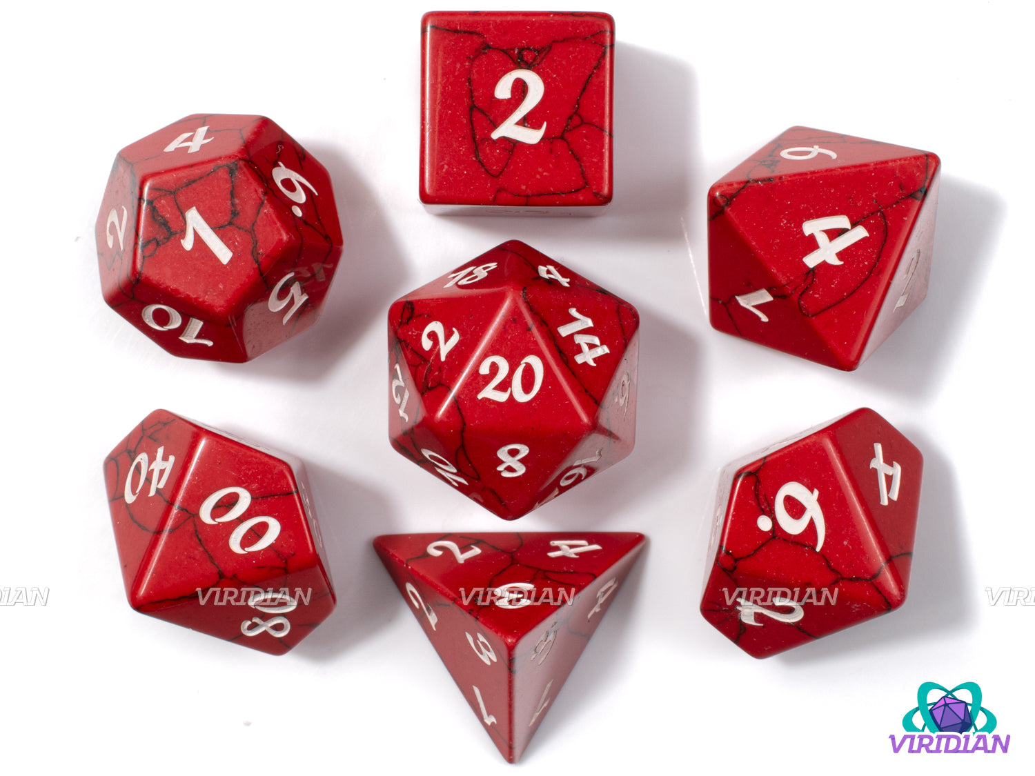 Red Howlite | Bright Red and Black, Natural Cracks, White Ink