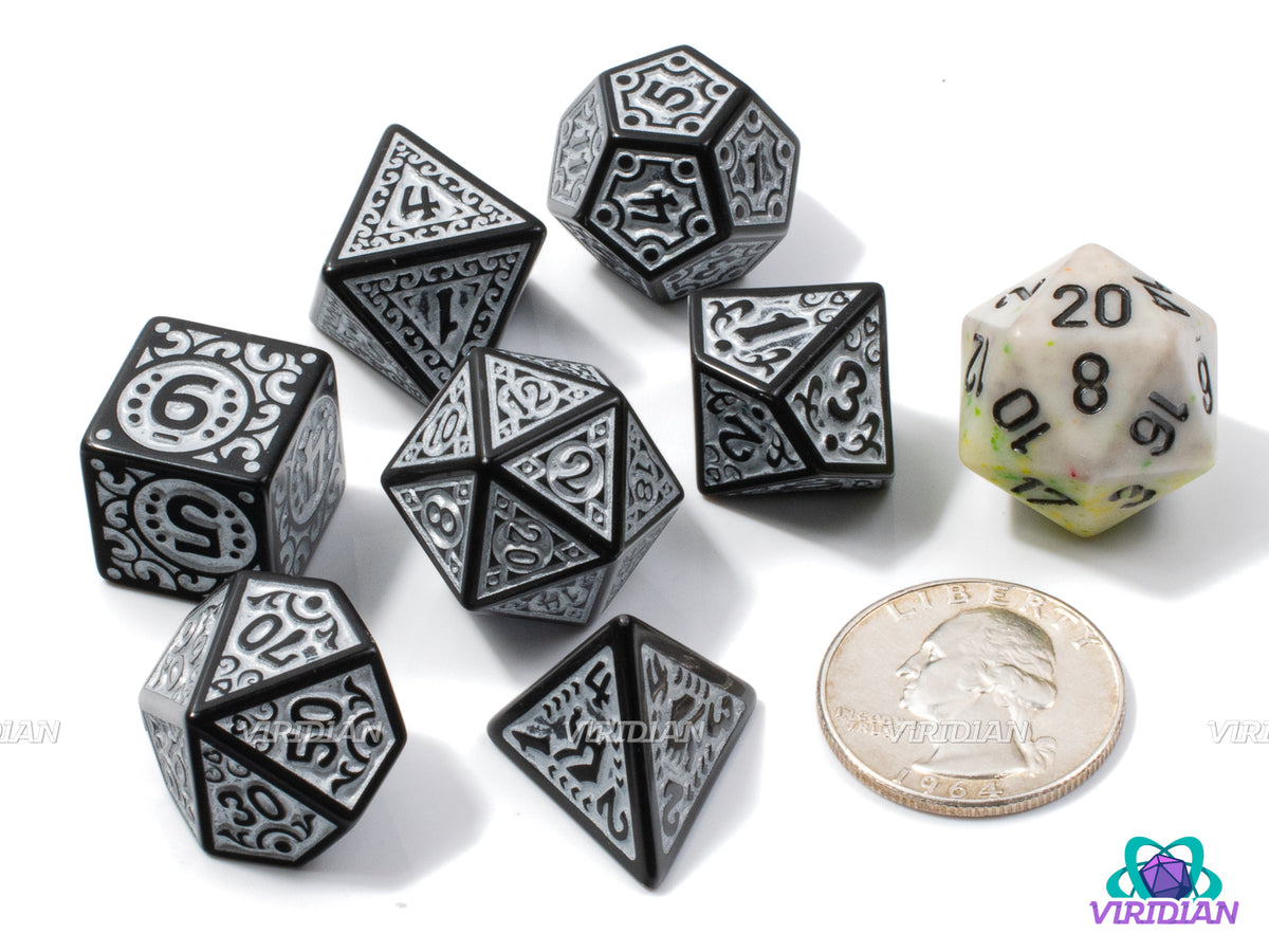 White Flame | Black and Silver-White Ornate 