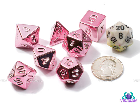 Rose Electroplate | Shiny Lightweight Pink Metallic-Look, Uninked | Acrylic Dice Set (7)