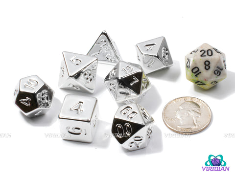 Silver Electroplate | Shiny Lightweight Gray-Silver Metallic-Look, Uninked | Acrylic Dice Set (7)