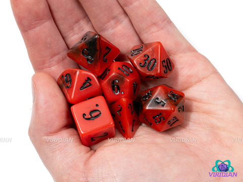 Western: Vendetta (B-Grade) | Red and Black Blended Swirls, Western/Retro Font | Acrylic Dice Set (7)