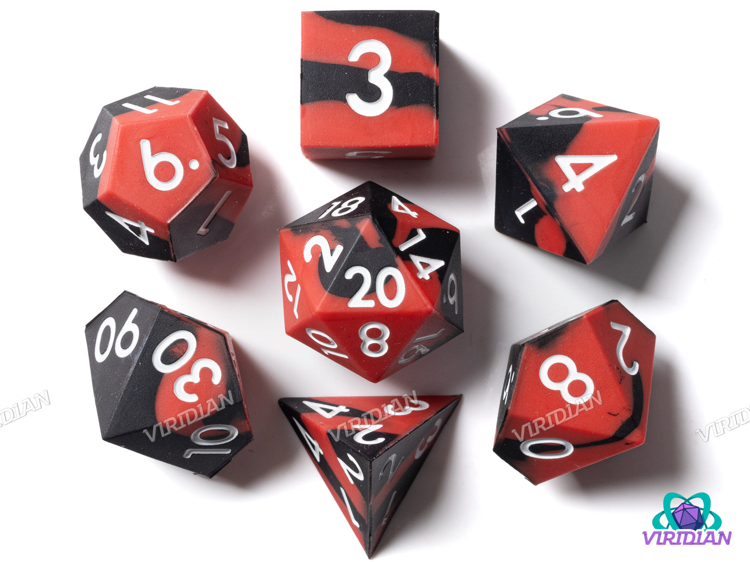 Red & Black Silicone | Polyhedral Dice Set (7)