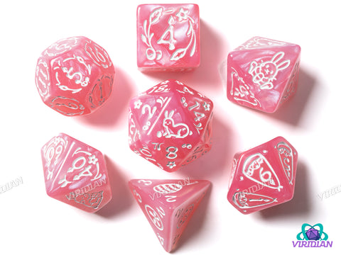 Easter Rabbit (Pink Pearl) | Acrylic Polyhedral Dice (7)