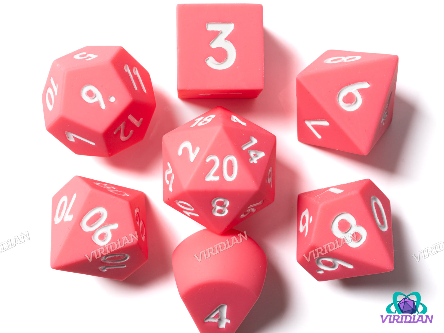 Pink & White Oversized (Silicone) | Silicone Dice Set (7)
