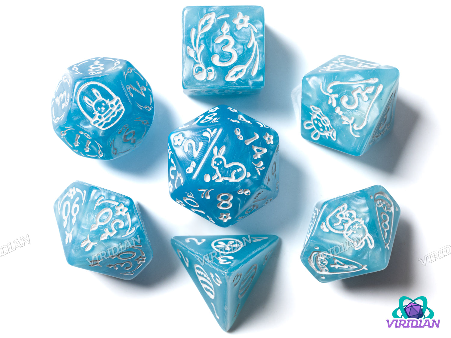 Easter Rabbit (Blue Pearl) | Acrylic Polyhedral Dice (7)
