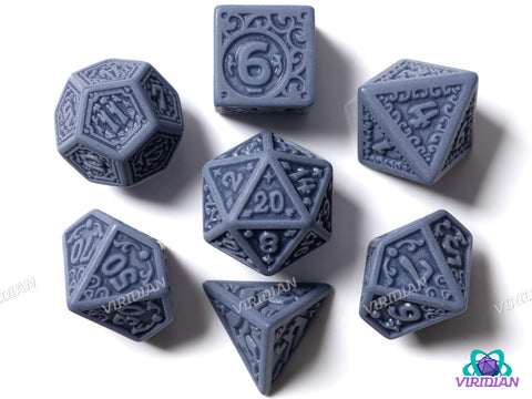 Grey-Blue Uninked Palace | Acrylic Polyhedral Dice (Set of 7)
