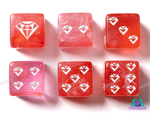 Red & White Jewel D6s (Set of 6) | Resin D6 Set