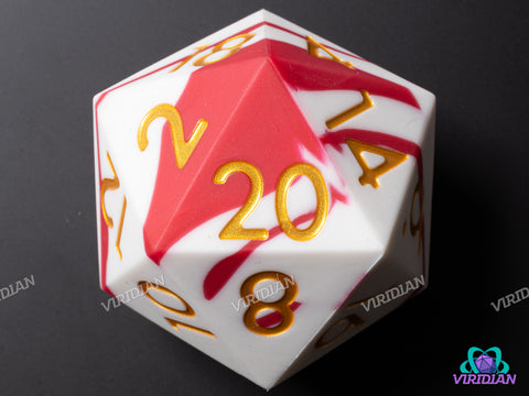 White & Red Silicone (D20) | Giant D20 Die (1)