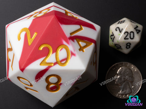 White & Red Silicone (D20) | Giant D20 Die (1)