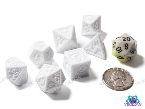 White Uninked Palace | Acrylic Polyhedral Dice (Set of 7)