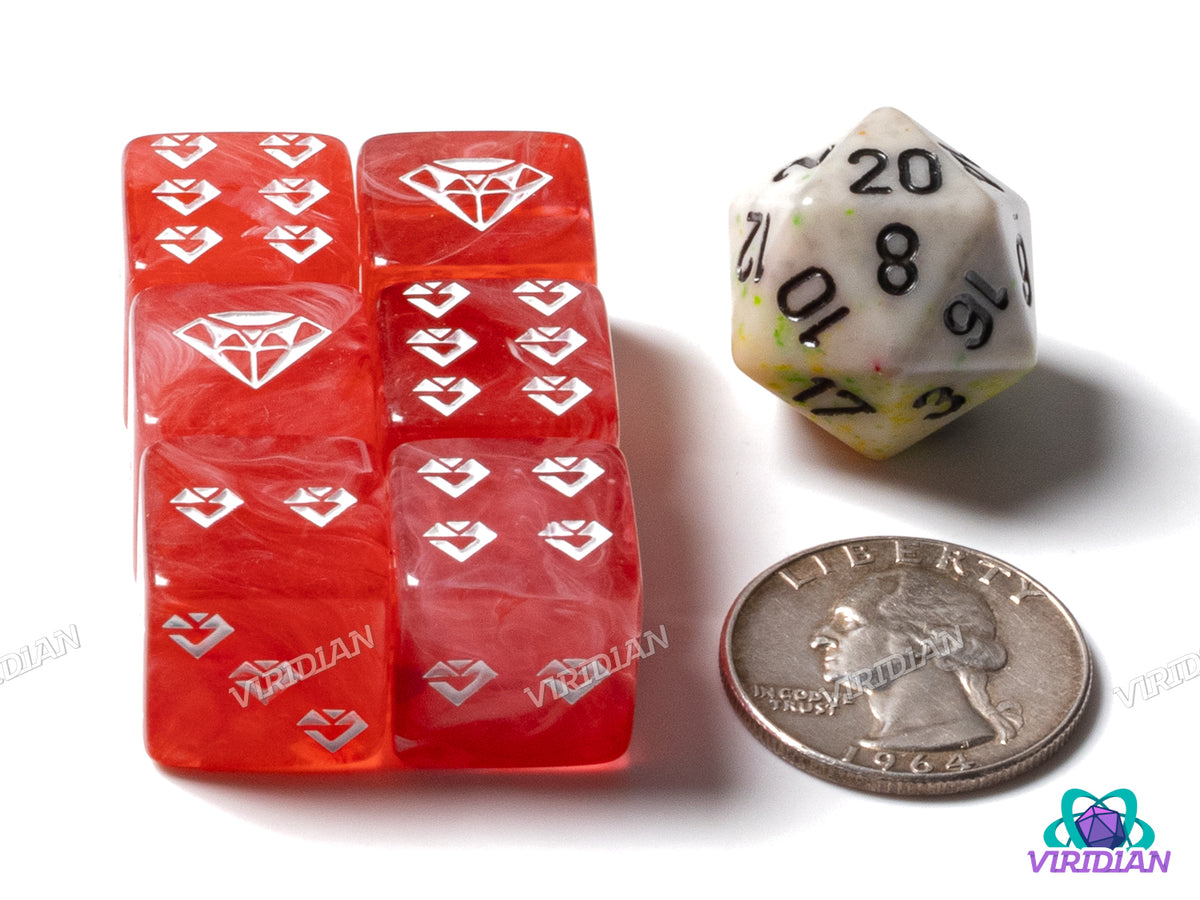 Red & White Jewel D6s (Set of 6) | Resin D6 Set – Viridian Dice