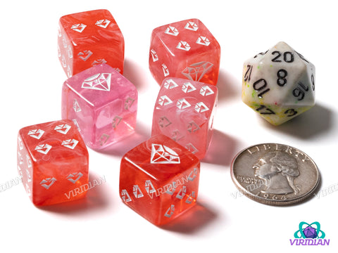 Red & White Jewel D6s (Set of 6) | Resin D6 Set