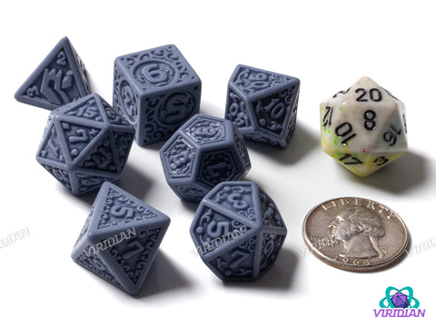 Grey-Blue Uninked Palace | Acrylic Polyhedral Dice (Set of 7)