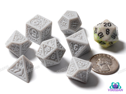 Grey Uninked Palace | Acrylic Polyhedral Dice (Set of 7)