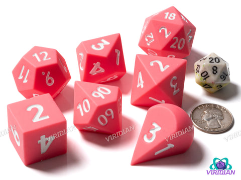 Pink & White Oversized (Silicone) | Silicone Dice Set (7)