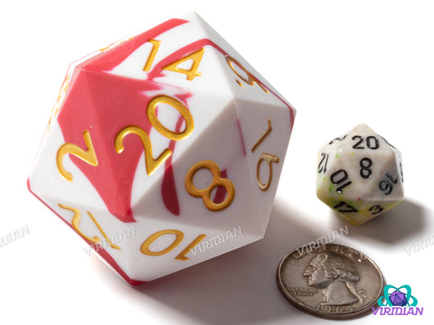 White & Red Silicone (D20) | Giant D20 Die (1)