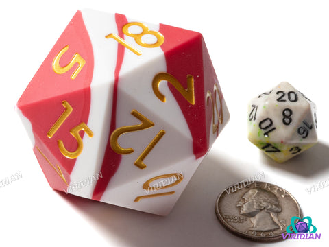 White & Red Silicone (D20) | Giant D20 Die (1)