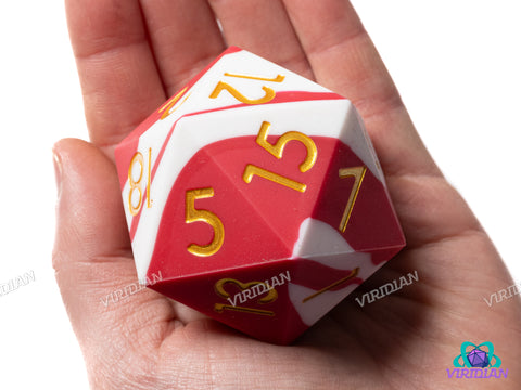 White & Red Silicone (D20) | Giant D20 Die (1)