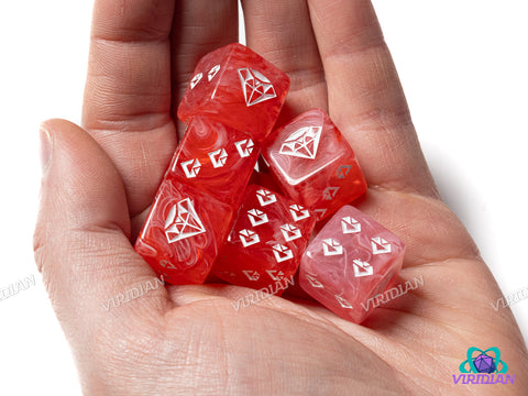 Red & White Jewel D6s (Set of 6) | Resin D6 Set