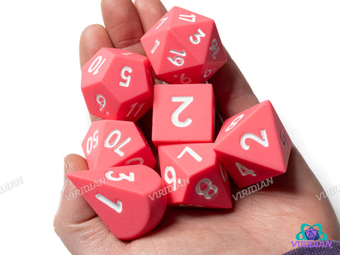 Pink & White Oversized (Silicone) | Silicone Dice Set (7)