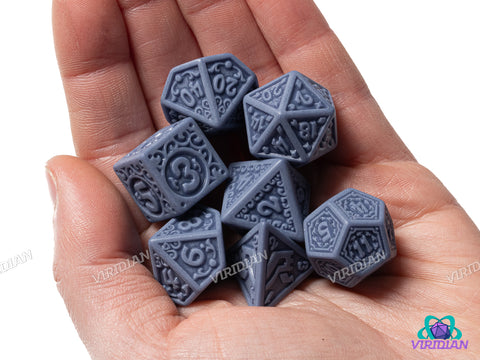 Grey-Blue Uninked Palace | Acrylic Polyhedral Dice (Set of 7)