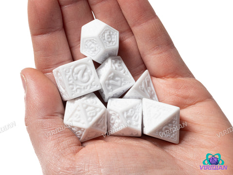 White Uninked Palace | Acrylic Polyhedral Dice (Set of 7)