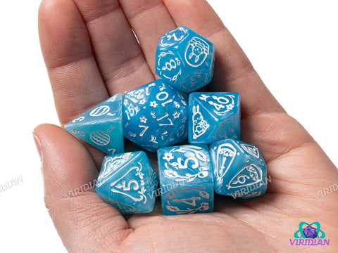 Easter Rabbit (Blue Pearl) | Acrylic Polyhedral Dice (7)