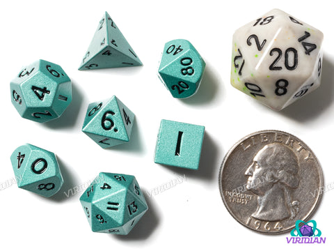 Flat Light Green (Mini) | Metal Polyhedral Dice (7)