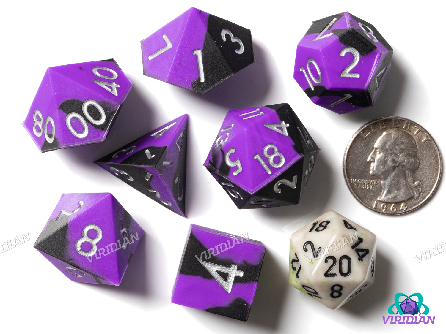 Purple & Black Silicone (Set) | Polyhedral Dice Set (7)