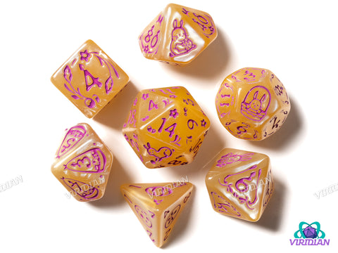 Easter Rabbit (Orange & Pink) | Acrylic Polyhedral Dice (7)