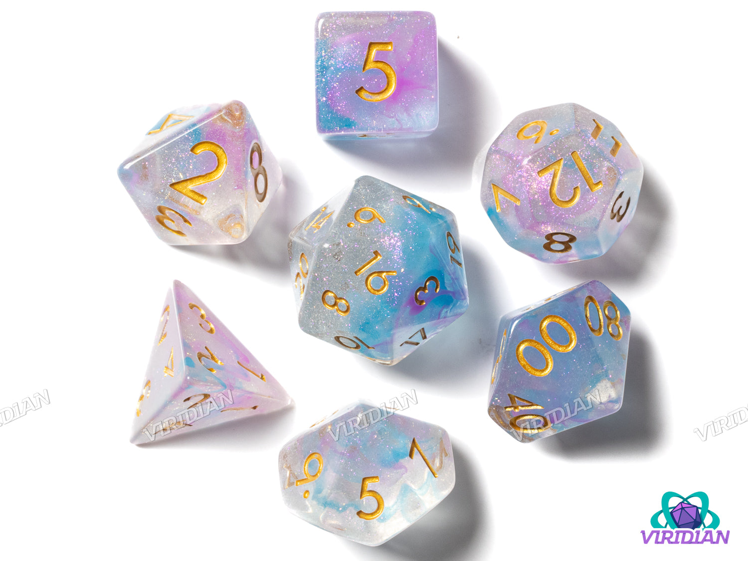 Wizard Glitter (Purple) | Resin Polyhedral Dice (7)