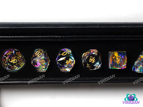 Multi-faceted Rainbow Glass | Glass Polyhedral Dice (7)