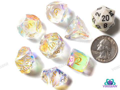 Multi-faceted Rainbow Glass | Glass Polyhedral Dice (7)