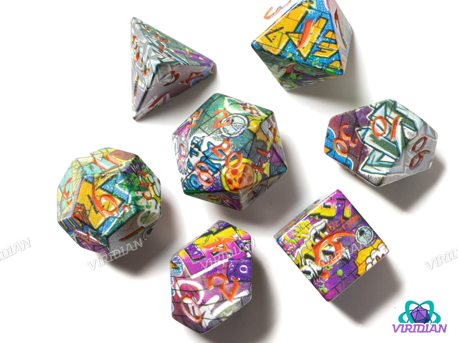 Full Art Dice Set: Street Art | Acrylic Polyhedral Dice (7)