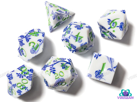 Full Art Dice Set: Porcelain | Acrylic Polyhedral Dice (7)