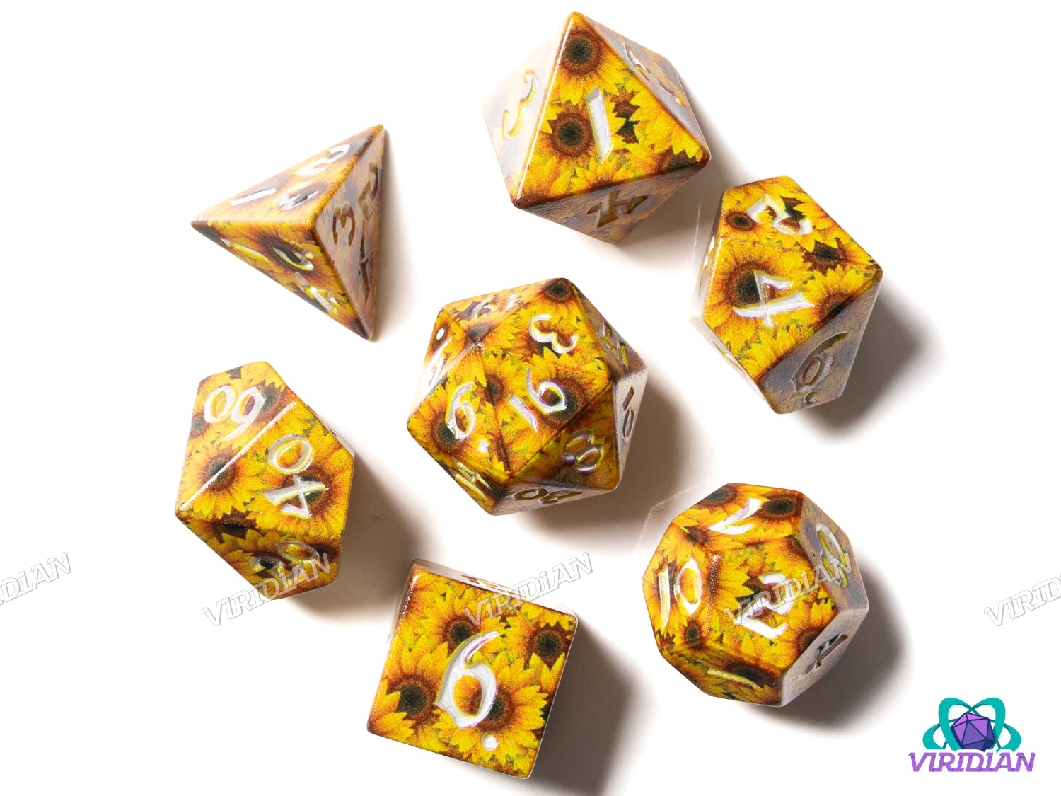 Full Art Dice Set: Sunflower | Acrylic Polyhedral Dice (7)