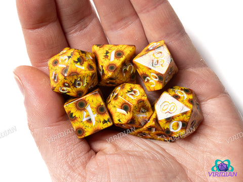 Full Art Dice Set: Sunflower | Acrylic Polyhedral Dice (7)