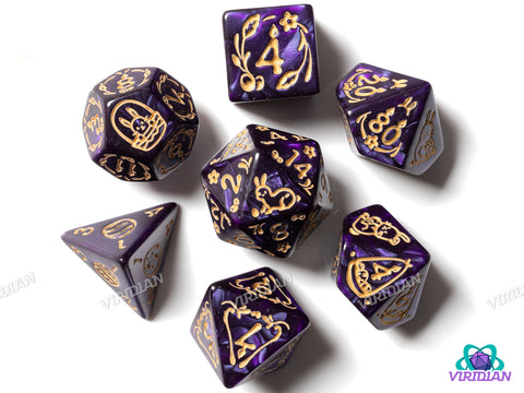 Easter Rabbit (Purple & Gold) | Acrylic Polyhedral Dice (7)