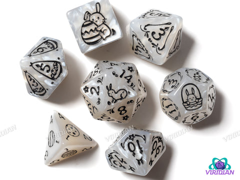 Easter Rabbit (White Pearl) | Acrylic Polyhedral Dice (7)