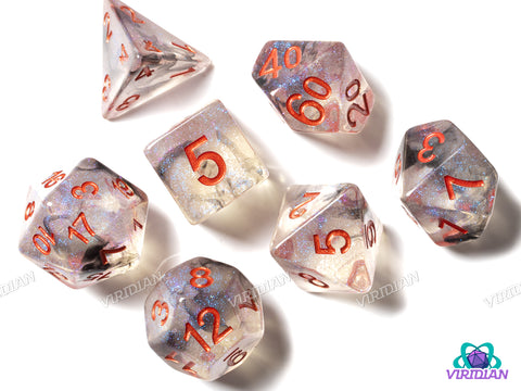 Shinning Stars | Black & Purple Nebula | Acrylic Dice Set (7)