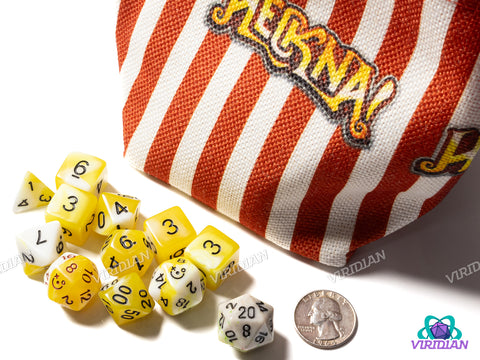BUNDLE: Heckna! Popcorn Dice & Bag | 11-Piece Acrylic Dice Set + Bag